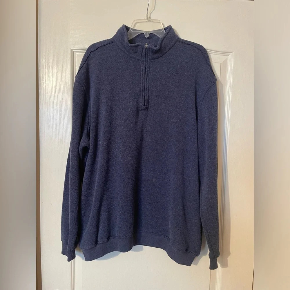 PGA TOUR Men’s Mock Neck 1/4 Zip Pullover Pockets Size XL Blue